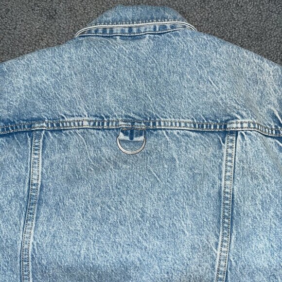 ALLSAINTS ALVA OVERSIZED BLUE DENIM VEST FRONT BUTTONS & LOGO BACK RING EUC  XS - Picture 8 of 13